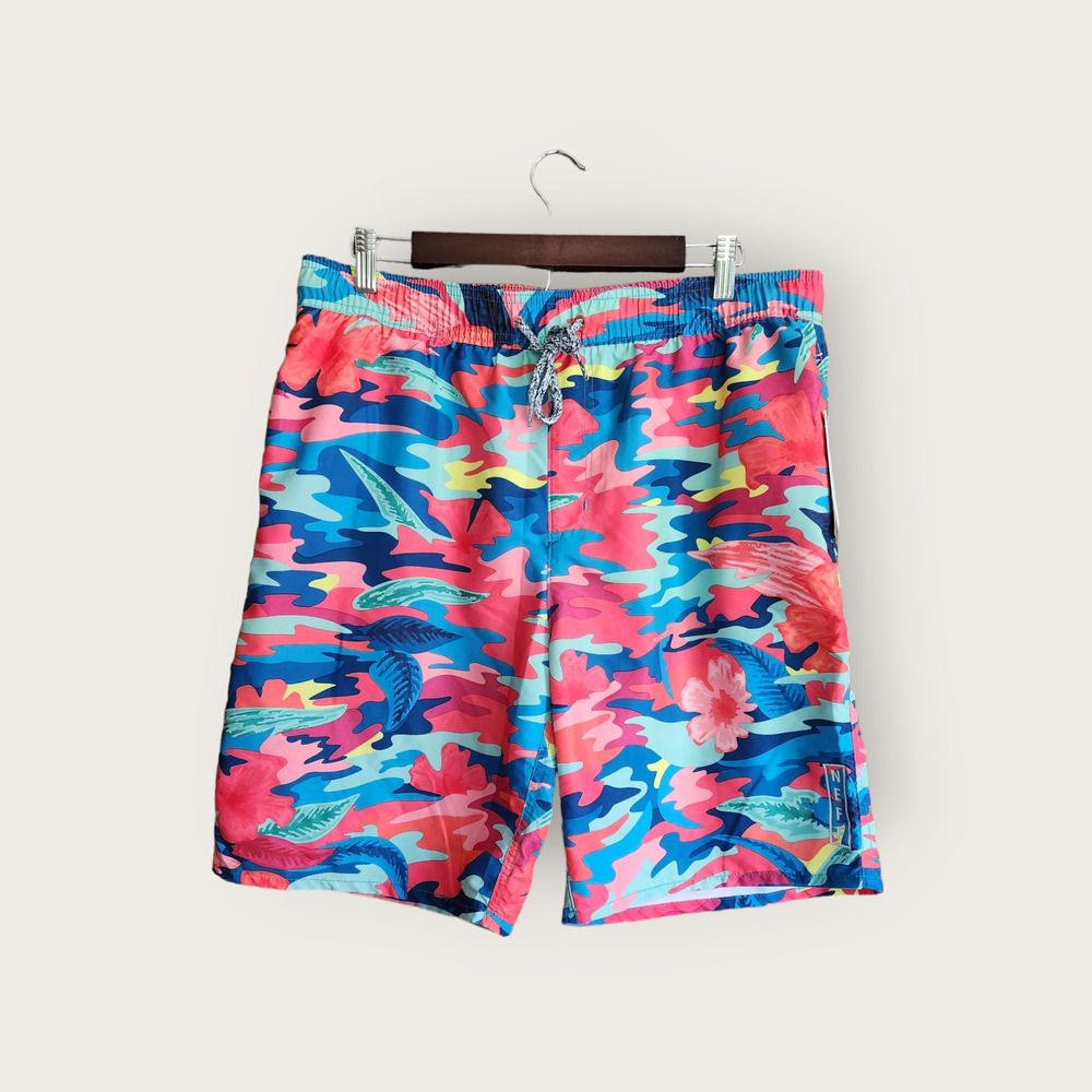 Neff NWT Thunder Tropic Unlined stretch Drawstring Waist Mens Swim Trunks Size L